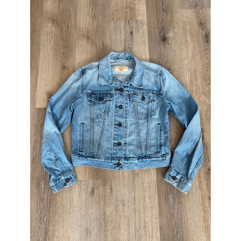 Levi's Boho Trucker Jacket Womens M Light Wash Blue Denim Button Front Gorpcore